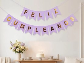 Banderines FELIZ CUMPLEAÑOS colores lisos 